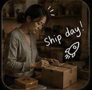A founder shipping orders on launch day